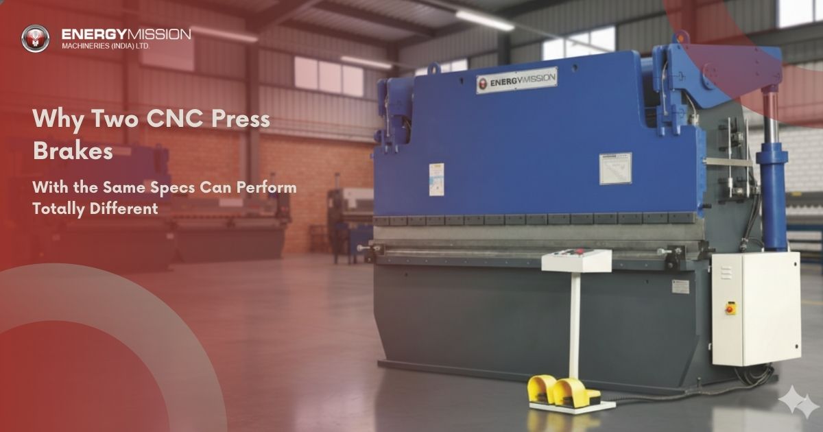 An industrial energy mission CNC press brake machine on a factory floor used by a CNC press brake machine manufacturer to demonstrate bending performance.